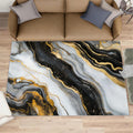 Marble Area Rug 6x8 - Black White Marble Large Rugs for Living Room, Abstract Luxury Carpet Area Rug for Girls Bedroom Kids Room Basement Office Classroom