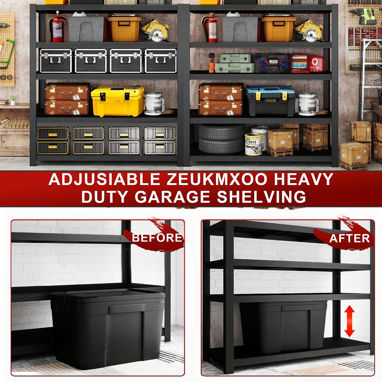 84' H Garage Shelving,Storage Shelves 3050LBS Heavy Duty Storage Shelves,Adjustable Metal Shelving,for Garage,Warehouse,Basement,Pantry 84' H x 55' W x 24' D