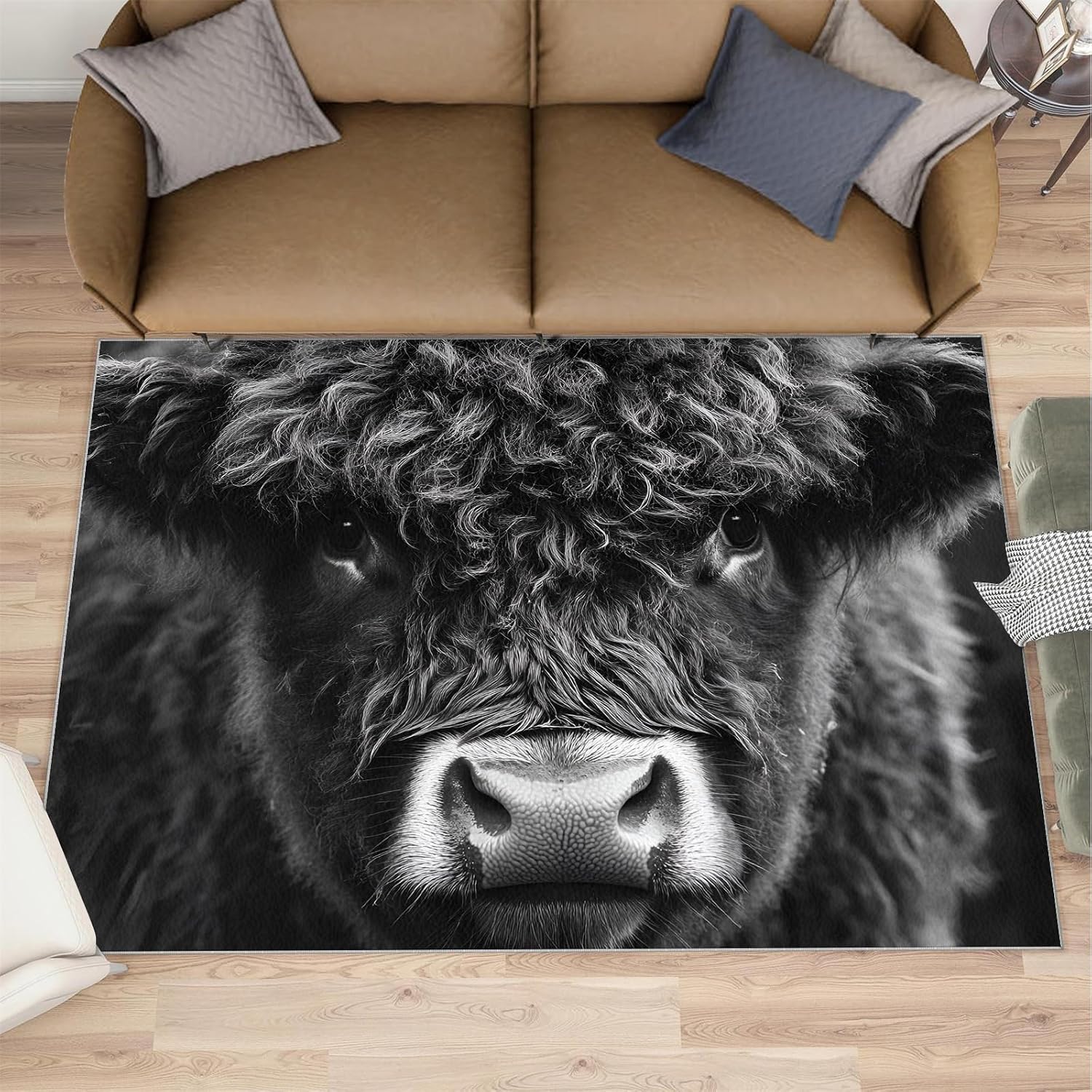Highland Cow Rug Large - 6x8 Rug, Western Area Rugs for Living Room, Animal Rugs for Bedroom, Farmhouse Non-Slip Mat, Highland Cow Home Decor & Gifts