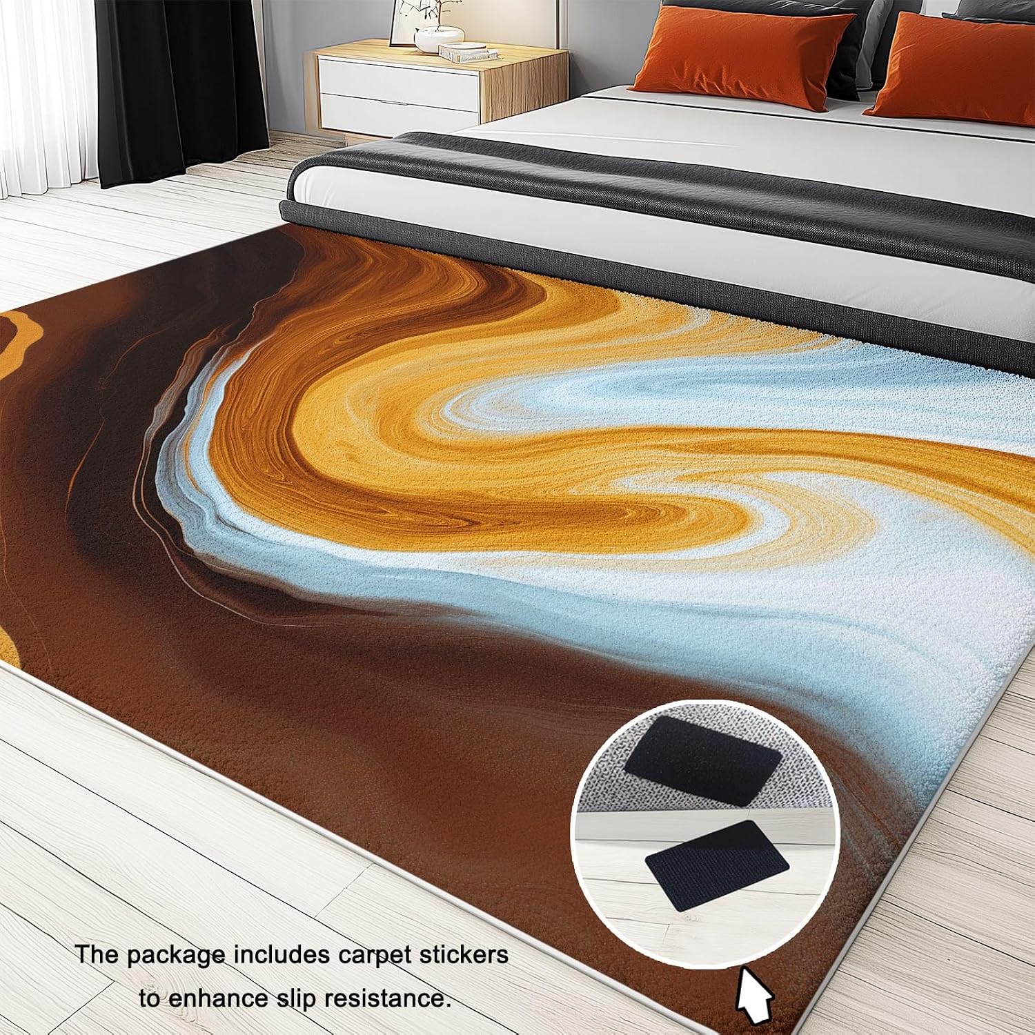 Abstract Art Soft Print Area Rug 5' x 7', Marble Swirls Waves Print Decor Washable Rug Non Slip Carpet Absorbent Mat for Kitchen Living Room Bedroom Entrance Carpet