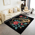 Music Area Rug，6x8ft Red Rose Flower Print Home Decoration Rug，Retro Jazz Saxophone Music Area Rug，Suitable for Bedroom, Living Room, Bedside, Home Interior Decoration Area Rug Mat