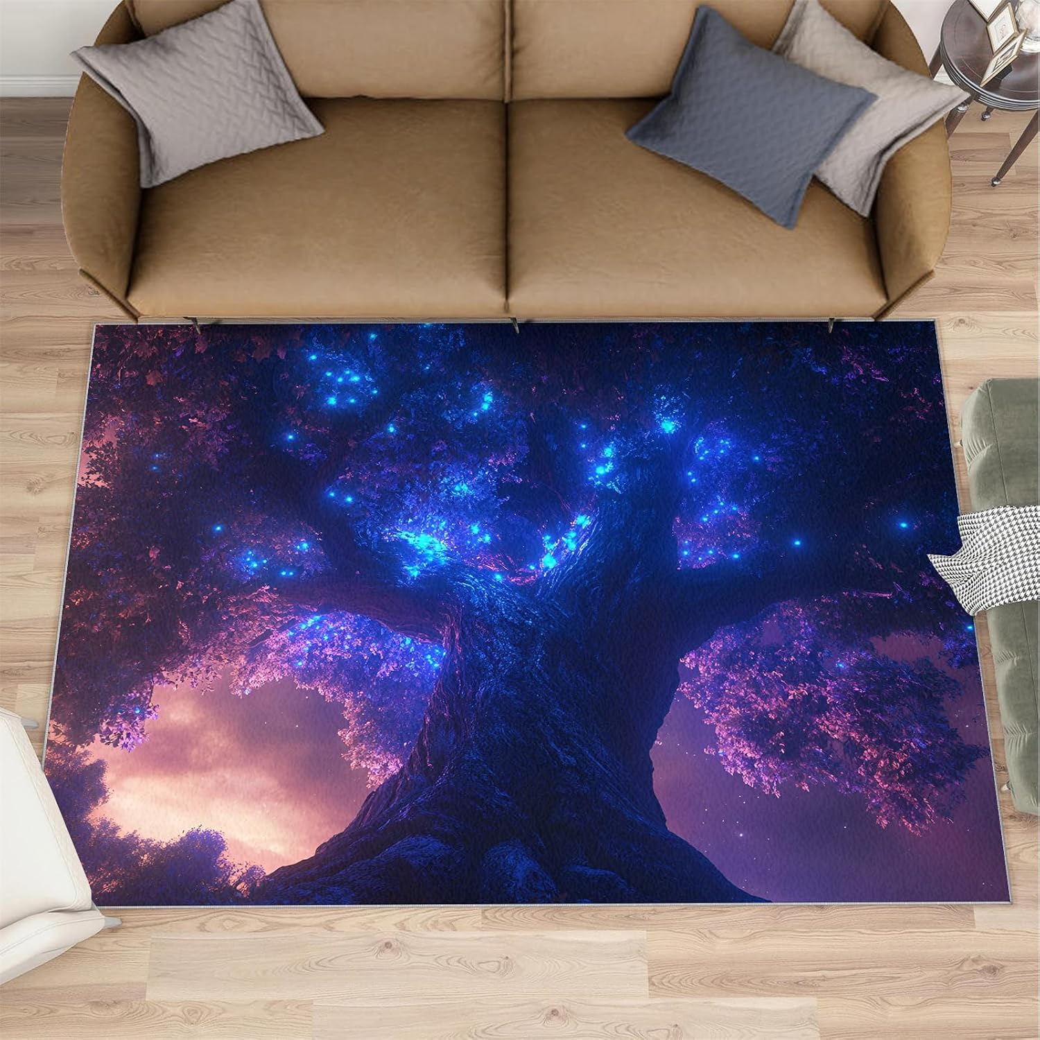 Tree of Life Rugs for Bedroom - 6x8 Rug, Fantasy Area Rugs for Living Room, Plant Carpet, Boys Washable Mat, Tree of Life Home Decor & Gifts