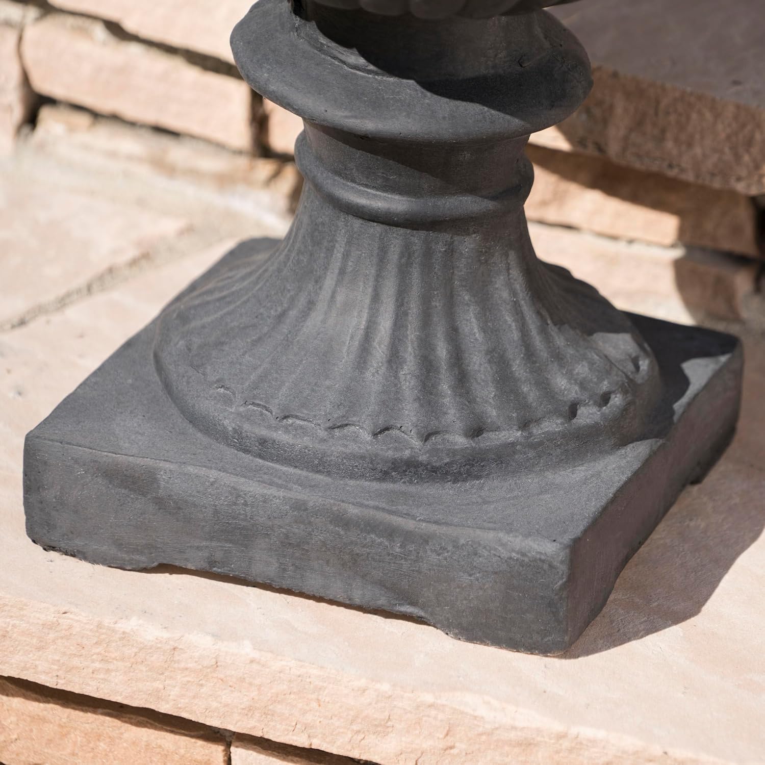 Antique Black Magnesium Oxide Urn Planter, Elegant Decorative Outdoor Garden Patio or Indoor Vase, Ready to Use, 17.3L x 17.3W x 24H Inches