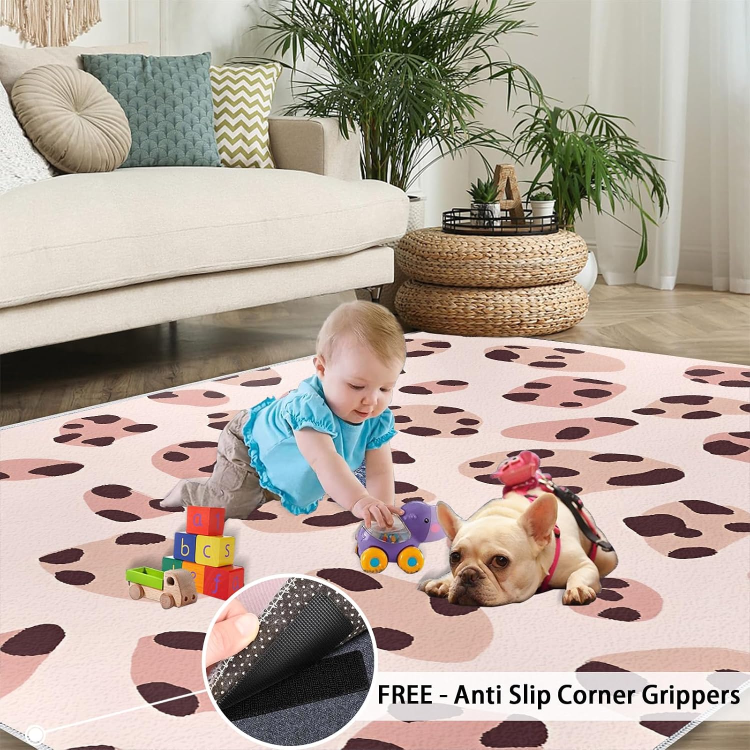 Leopard Rugs for Bedroom - 6x8 Area Rug - Cheetah Rugs for Living Room, Boy Girl's Room Rug, Non-Slip Washable Home Decor Carpet