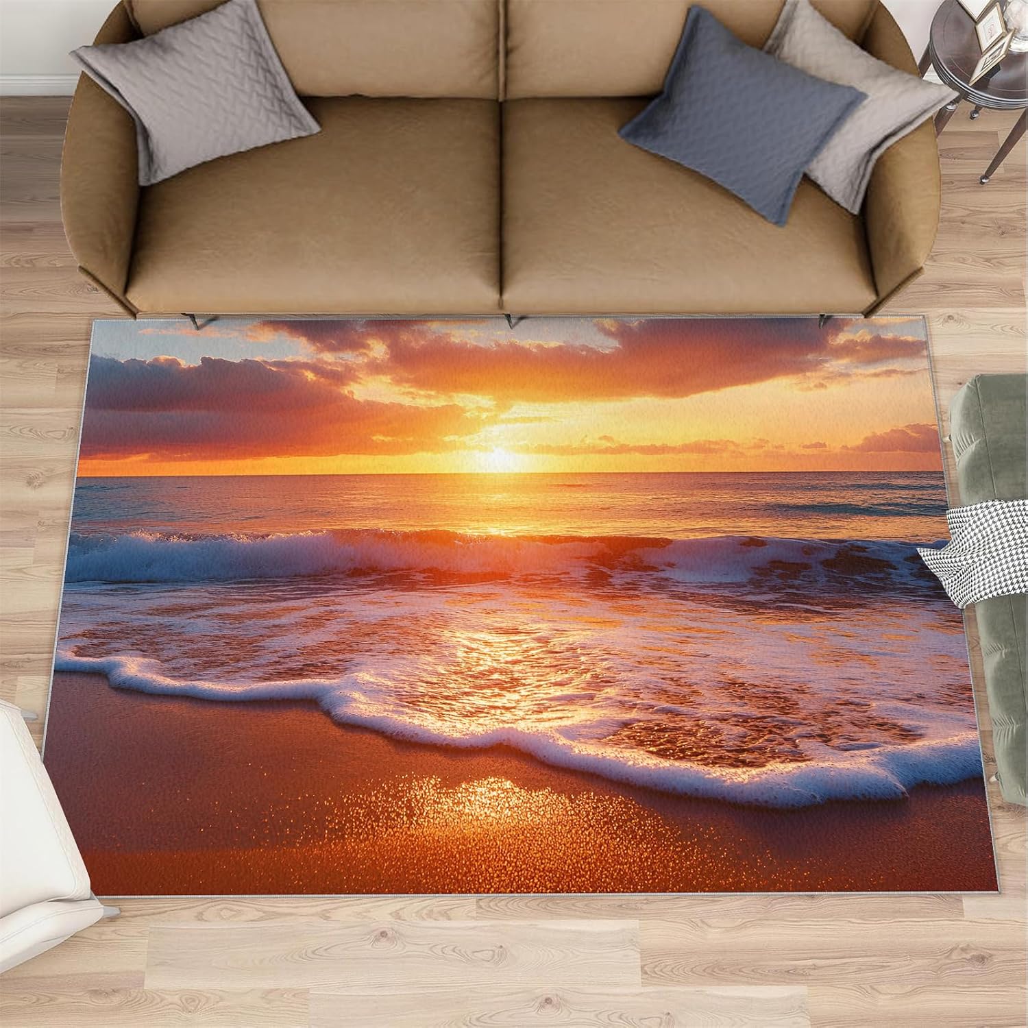 Beach Rug 6x8, Natural Scenery Rugs for Bedroom, Sunset Rugs for Living Room, Non Slip Area Rug, Housewarming Gifts & Indoor Floor Mats