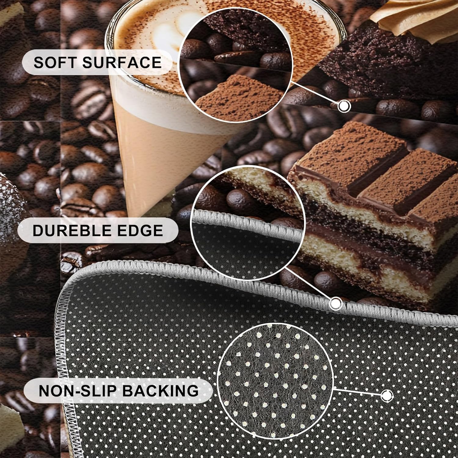 Coffee Rug 6x8, Cake Rugs for Girls Room, Coffee Shop Rugs for Bedroom, Washable Area Rug for Bedside Dining Room Kitchen Floor Mat