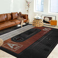 Record Area Rug 6x8ft Music Carpet for Bedroom Living Room Classroom Study Playing Non-Slip Floor Mat Carpets Vintage Shabby Black Rugs Music Room Decor for Men Home Decor