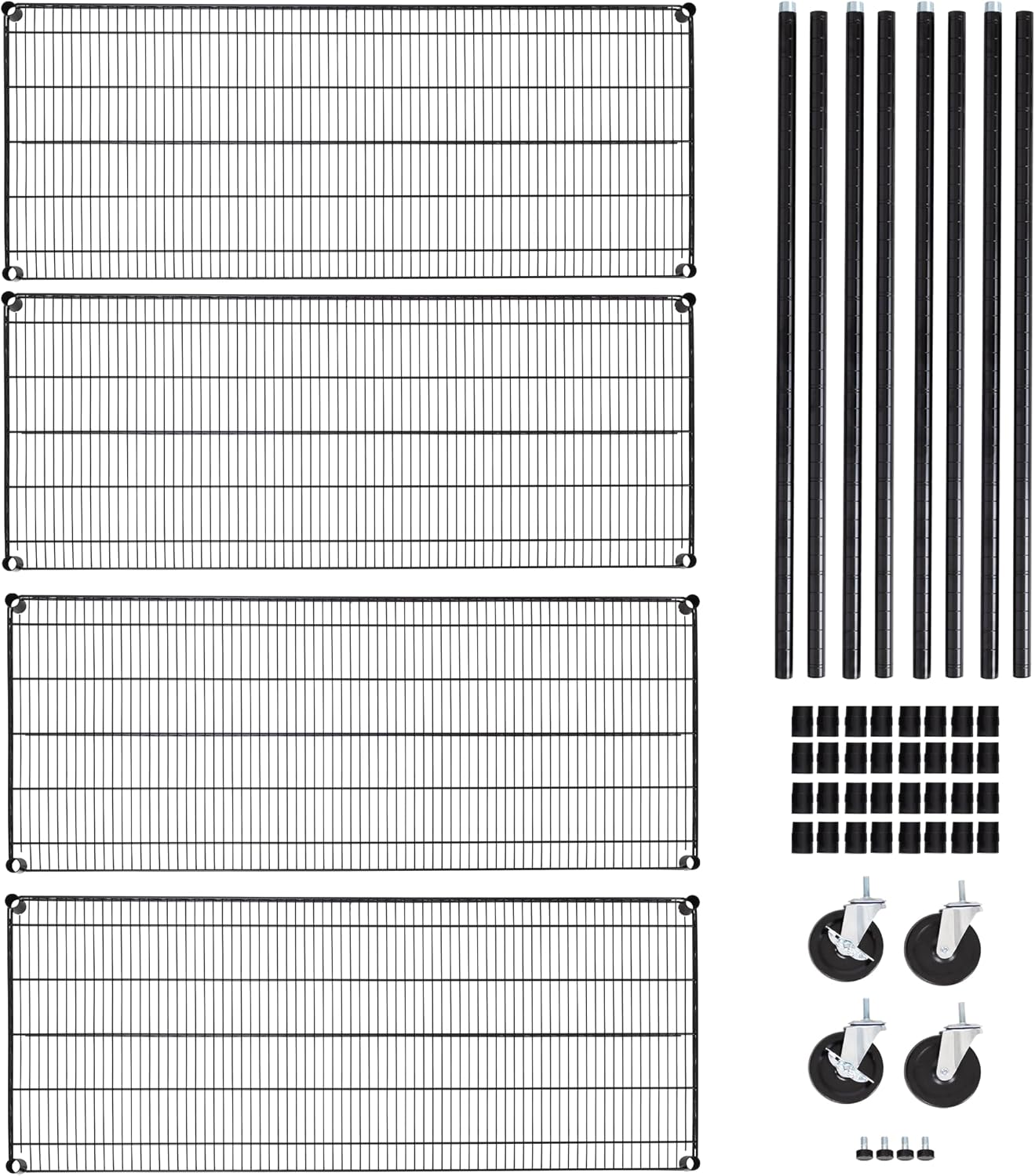 Seville Classics UltraDurable Heavy Duty NSF Solid Steel Wire Rack Storage Unit, Organizer for Garage, Warehouse, Office, Restaurant, Classroom, Kitchen, Black, 4-Tier Shelving, 60' W x 24' D