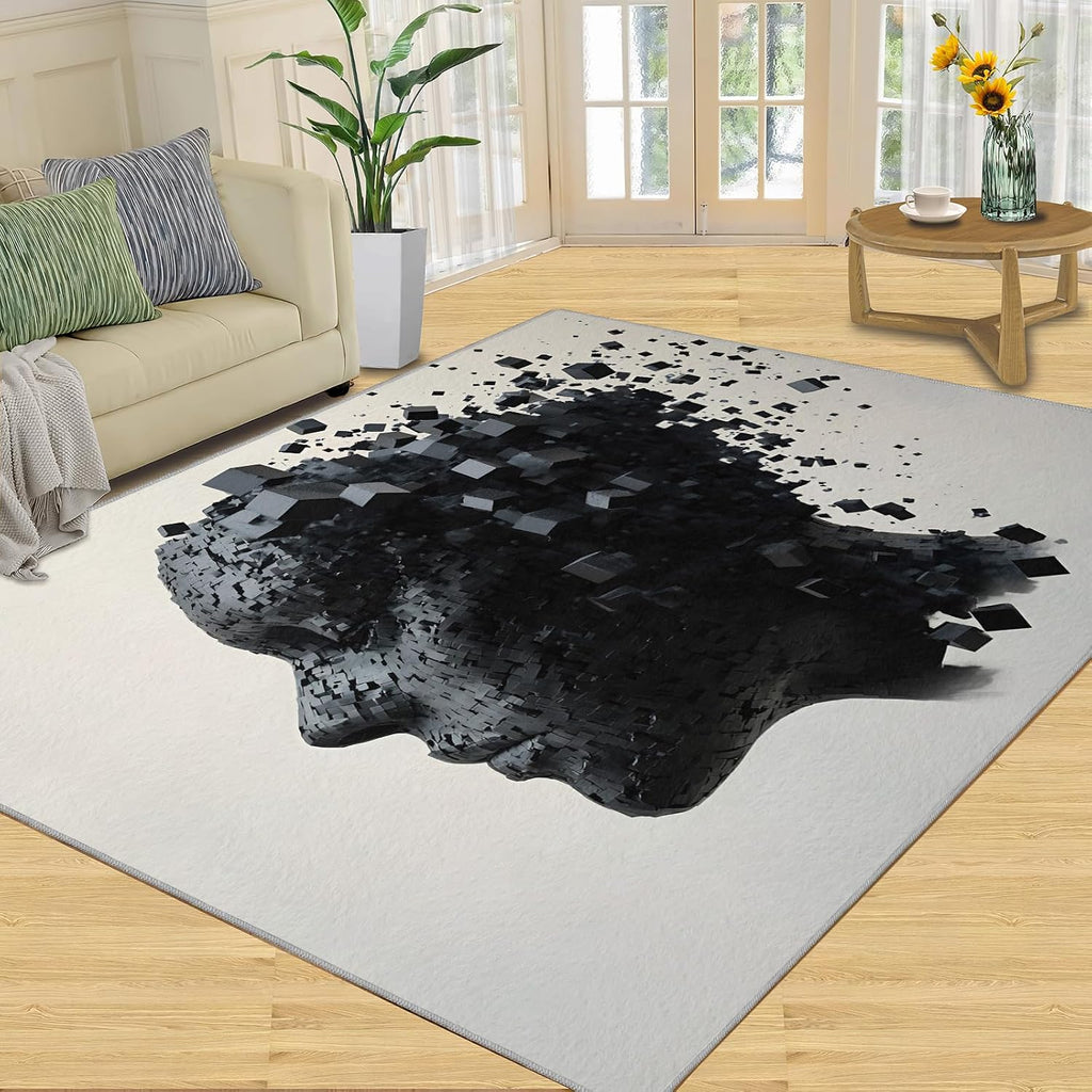 6x8 3D Portrait Classroom Rugs - Digital Art Playroom Rug, Abstract Sculpture Carpet Area Rug for Girls Bedroom Kids Room Basement Office Classroom