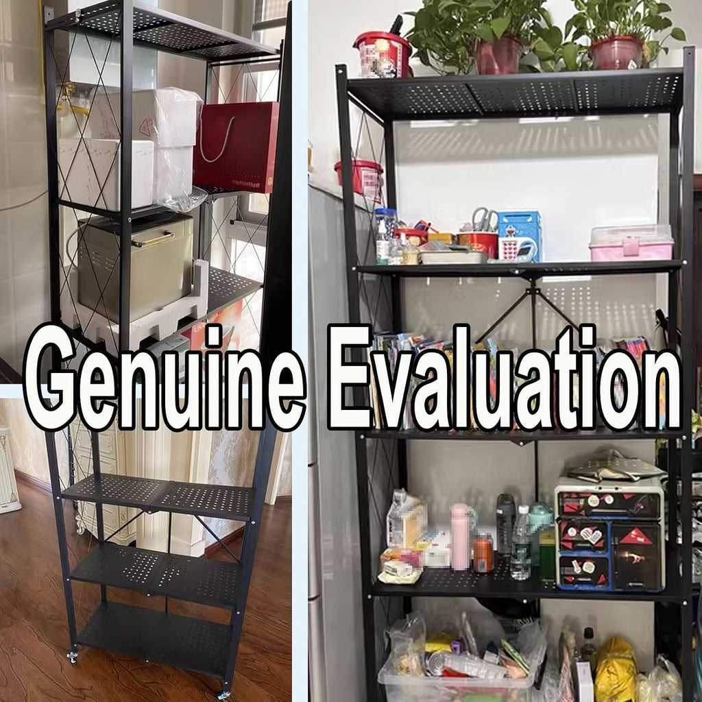 Microwave Stand with Storage Cabinet Made of Carbon Steel Kitchen Baker's Rack with Storage Open Operator Console with Brakeable Casters Foldable(Color:White)