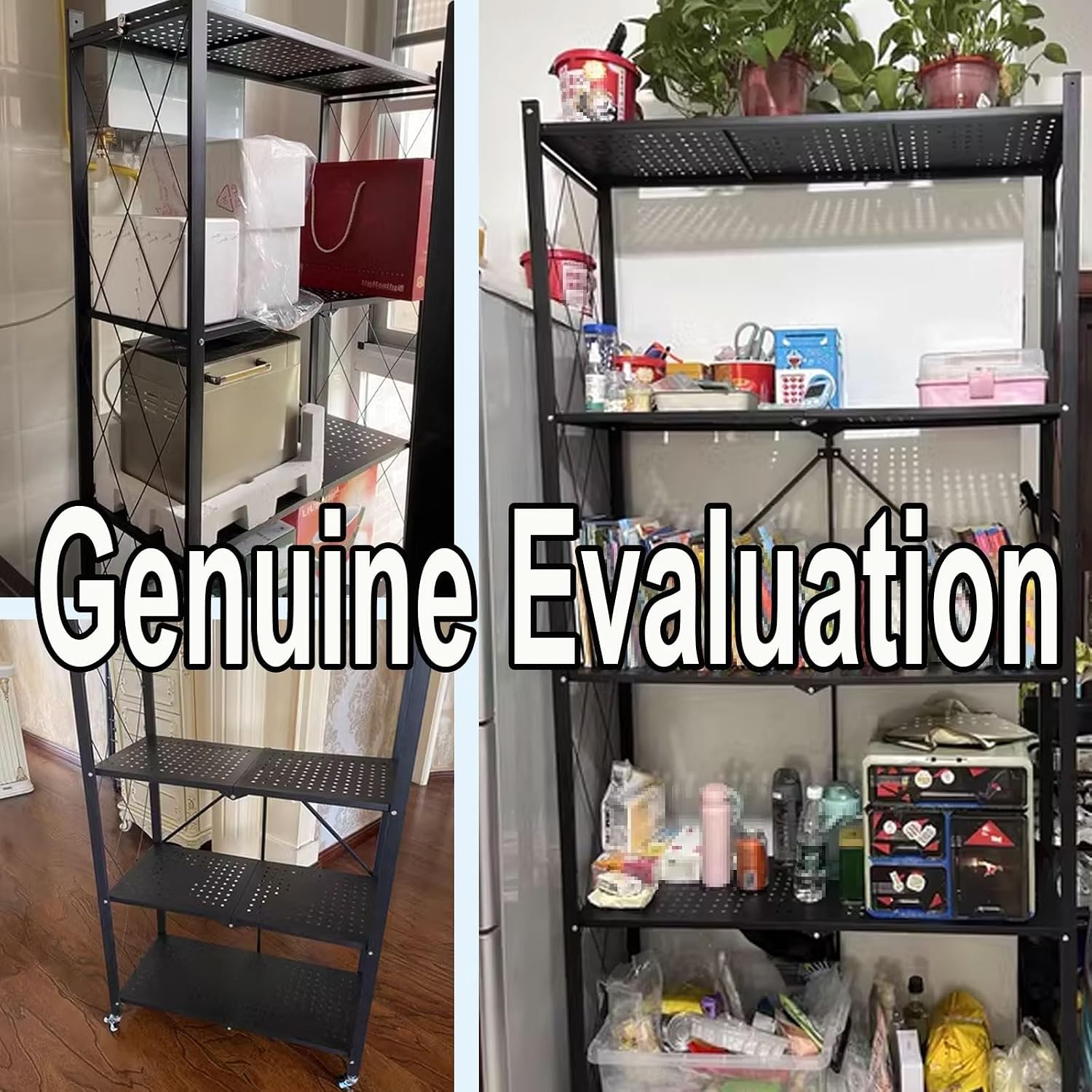 Microwave Stand with Storage Cabinet Made of Carbon Steel Kitchen Baker's Rack with Storage Open Operator Console with Brakeable Casters Foldable(Color:White)