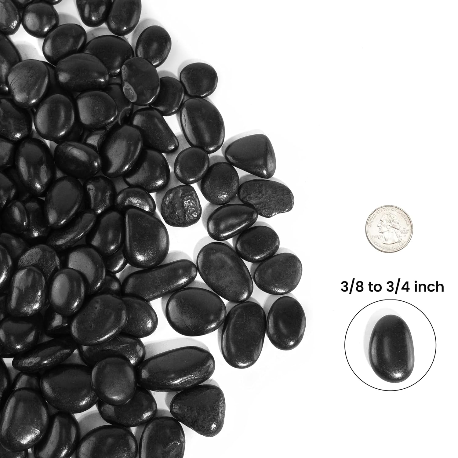 120 LBS River Rocks, StoneCreek, Decorative Garden Stones for Plant Landscaping, Polished Gravel Filler Pebbles for Home Decoration, Vases, Succulents, Flower Beds and Fish Tanks (Black, Medium)