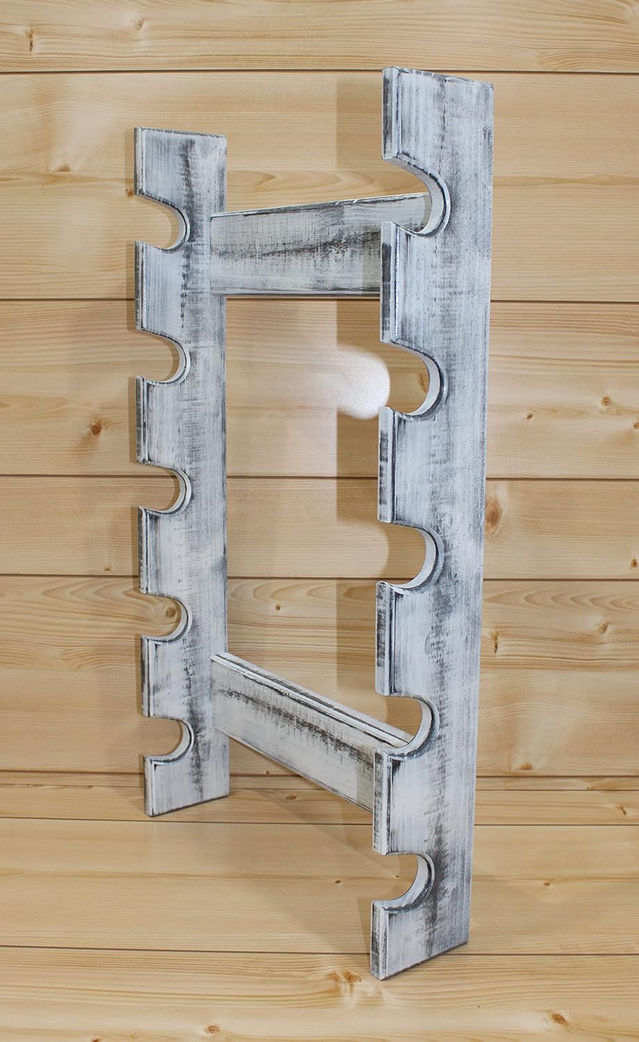 Wooden Rolling Pin Display Rack – Holds 5 Rolling Pins – Wall Mounted Storage for Bakers & Collectors – Antique White Color – Shabby Chic White & Black