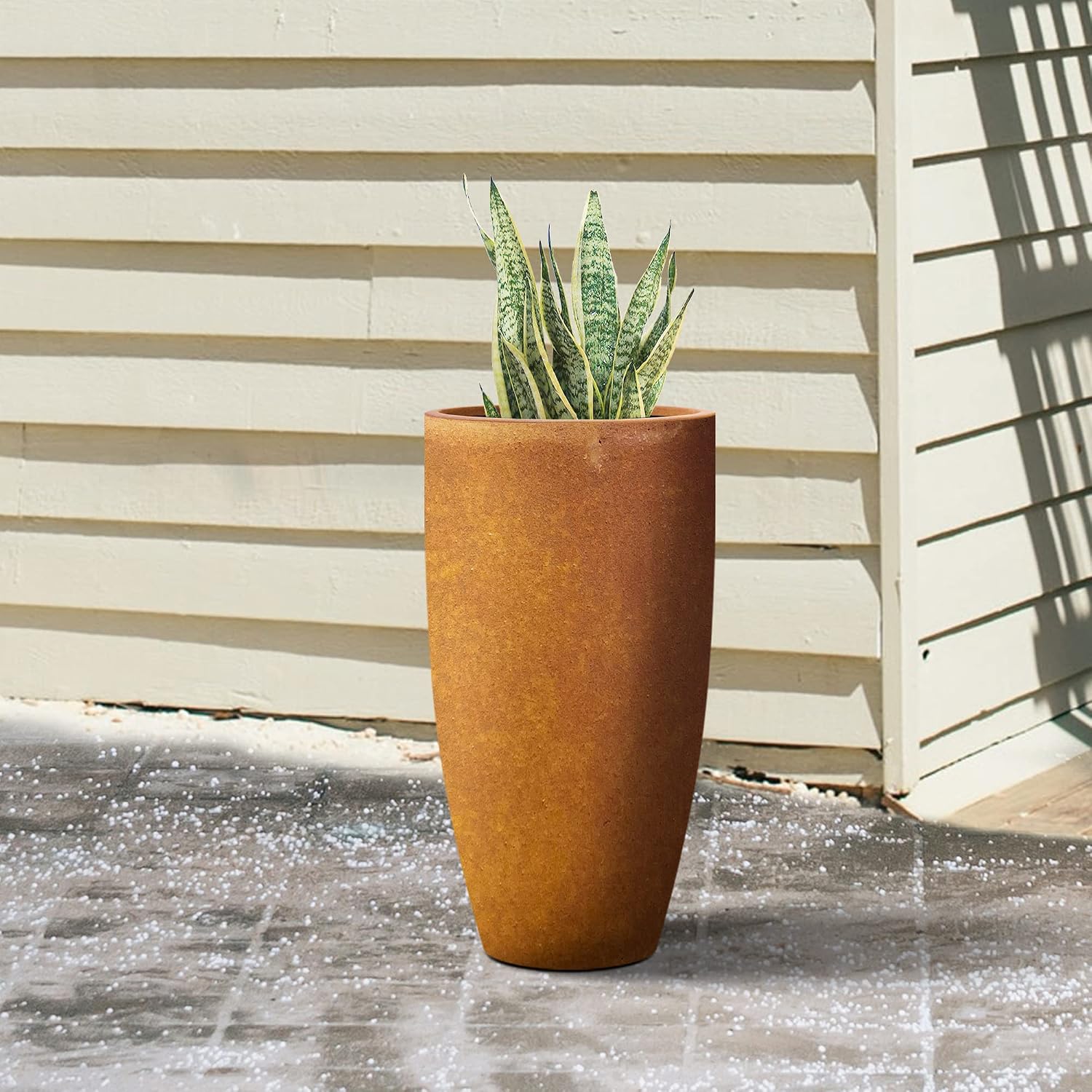 Kante 23.6' H Iron Oxide Finish Concrete Tall Planters Large Outdoor Indoor Decorative Plant Pots with Drainage Hole and Rubber Plug, Modern Tapered Style for Home and Garden (RC0099A-C80621)