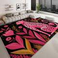 Cartoon Animal Leopard Print Area Rug 5 x 7 ft Washable, Pink Non-Slip Floor Mat - Soft Low-Plie Faux Wool Carpet for Bedroom Living Room Kitchen Entryway Pet Friendly Rug