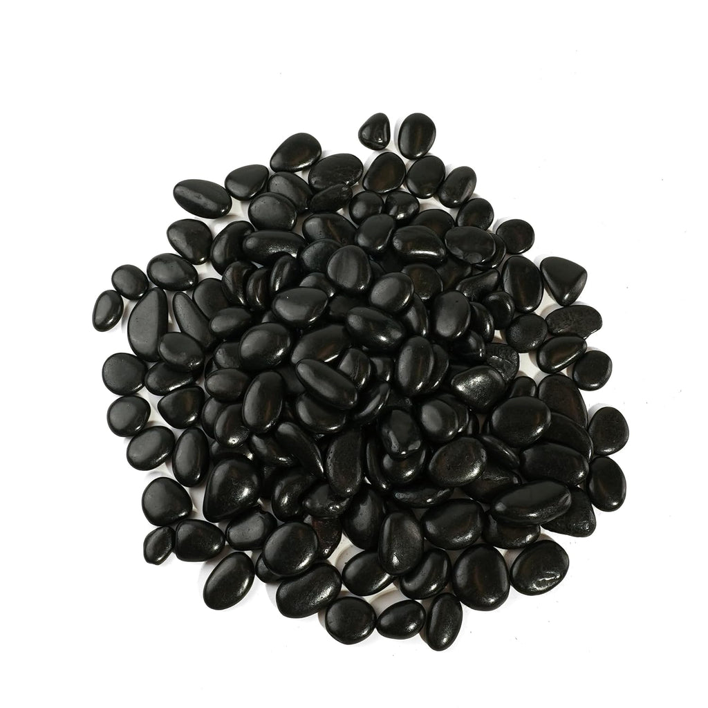 120 LBS River Rocks, StoneCreek, Decorative Garden Stones for Plant Landscaping, Polished Gravel Filler Pebbles for Home Decoration, Vases, Succulents, Flower Beds and Fish Tanks (Black, Medium)