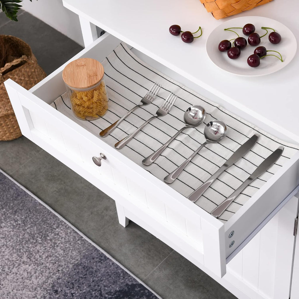 64' Anti-tip Freestanding Storage Cabinet, Kitchen Storage Bakers Rack with Adjustable Shelves, Utility Food Cupboard with Glass Door for Kitchen Dining Living Rooms, White