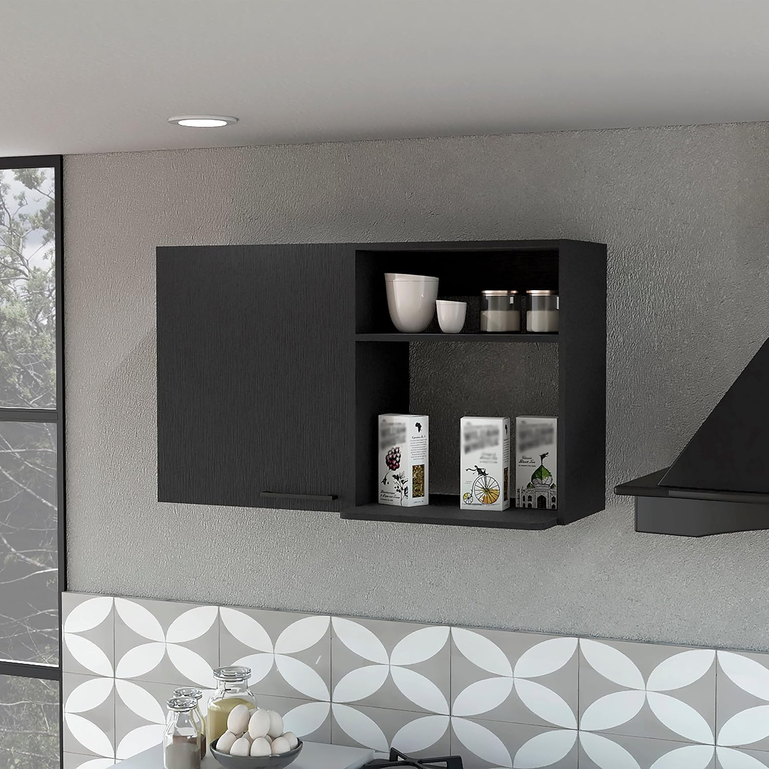 40' Single Door Freestanding Storage Cabinet, Kitchen Storage Bakers Rack with Side Shelves, Utility Food Cupboard with Metal Handles for Kitchen Storage, Wenge