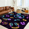 UNREASTO Music Rug for Living Room, 6x8ft, Colorful Record Note Microphone Design Cool 3D Indoor Rug Mat, Non-Slip Machine Washable Rugs for Children Boy Girl Bedroom Music Room Decoration