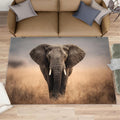 Elephant Rugs for Bedroom, African Elephant Rug 6x8, Savanna Animals Dining Room Rugs Washable & Non Slip Large Carpet for Home Decor