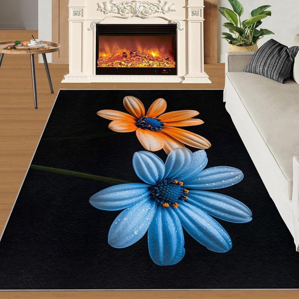 Flowers Area Rug 6x8 - Florals Large Rugs for Living Room, Florals Carpet Area Rug for Girls Bedroom Kids Room Basement Office Classroom