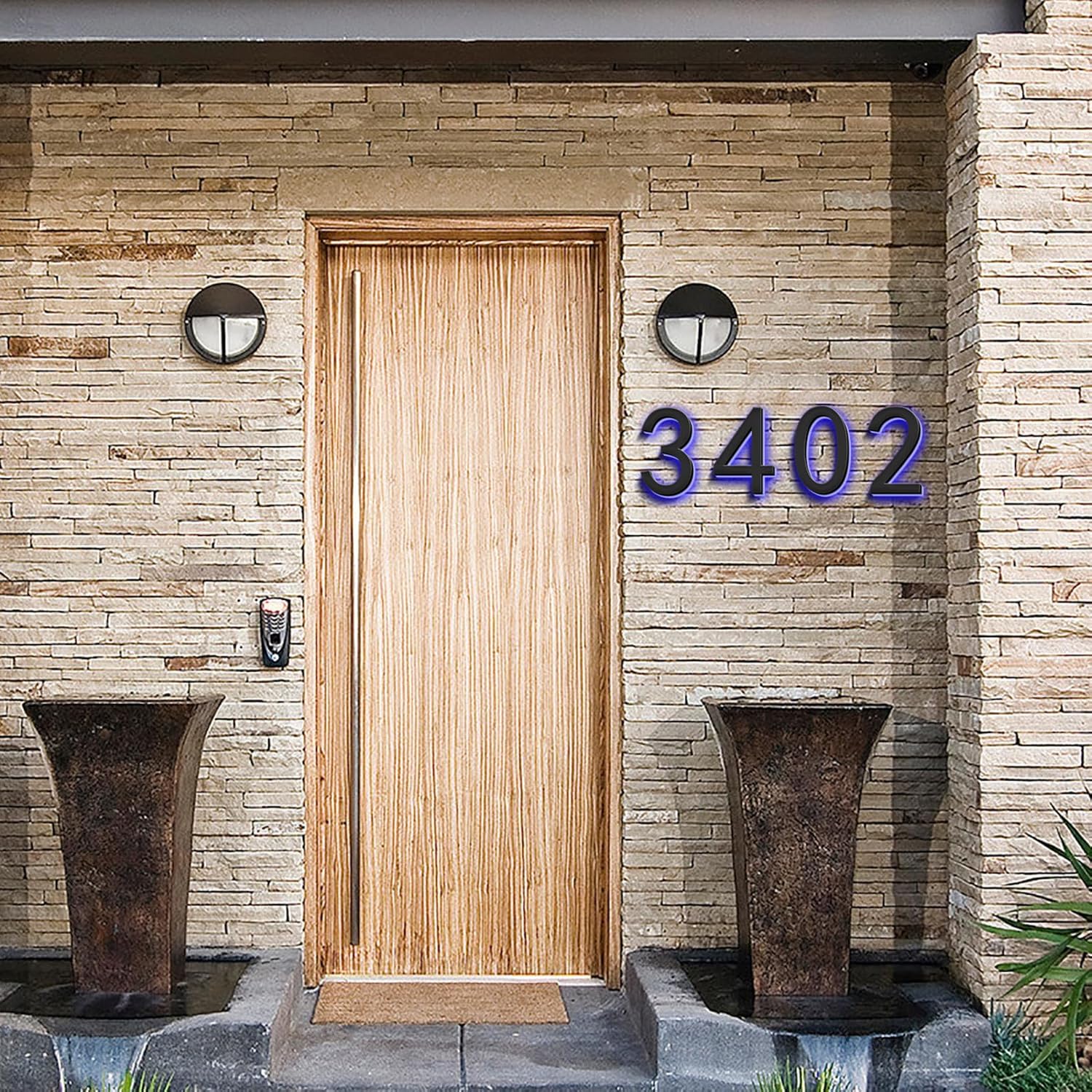 Illuminated LED House Numbers, Backlit LED Home Address Number, Stainless Steel Hand-Polished For House Address Signs, Lighted House Numbers For Outside,18 Inch/450mm,F