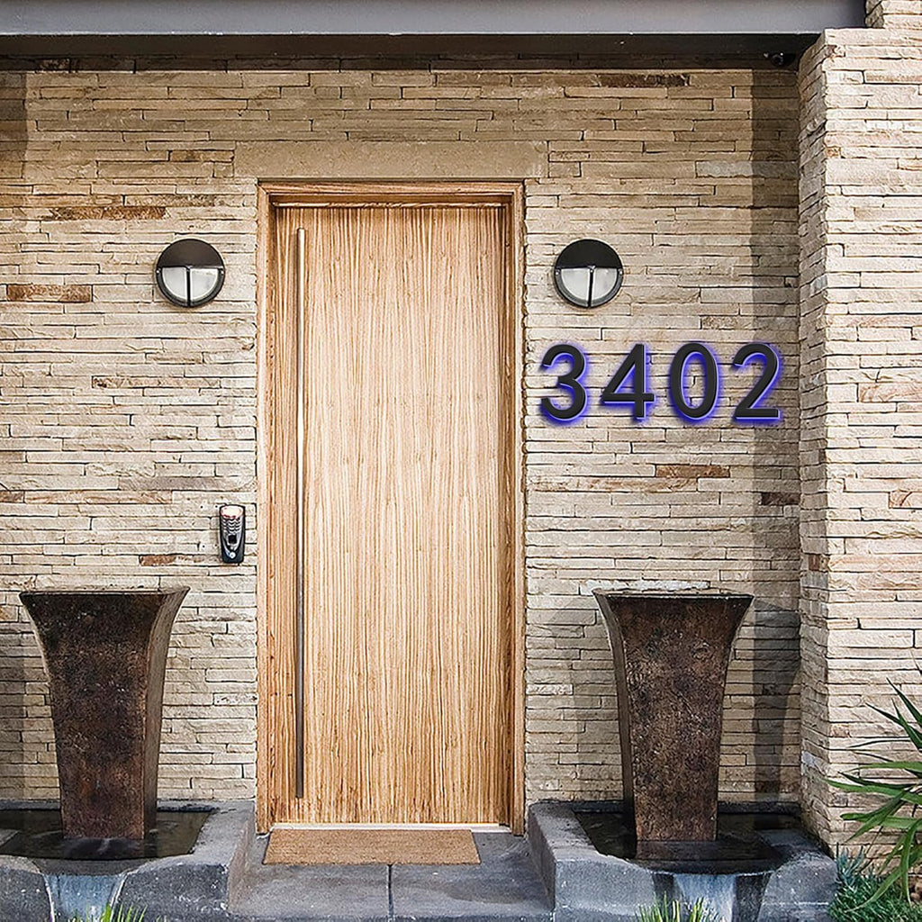 Illuminated LED House Numbers, Backlit LED Home Address Number, Stainless Steel Hand-Polished For House Address Signs, Lighted House Numbers For Outside,16 Inch/400mm,F