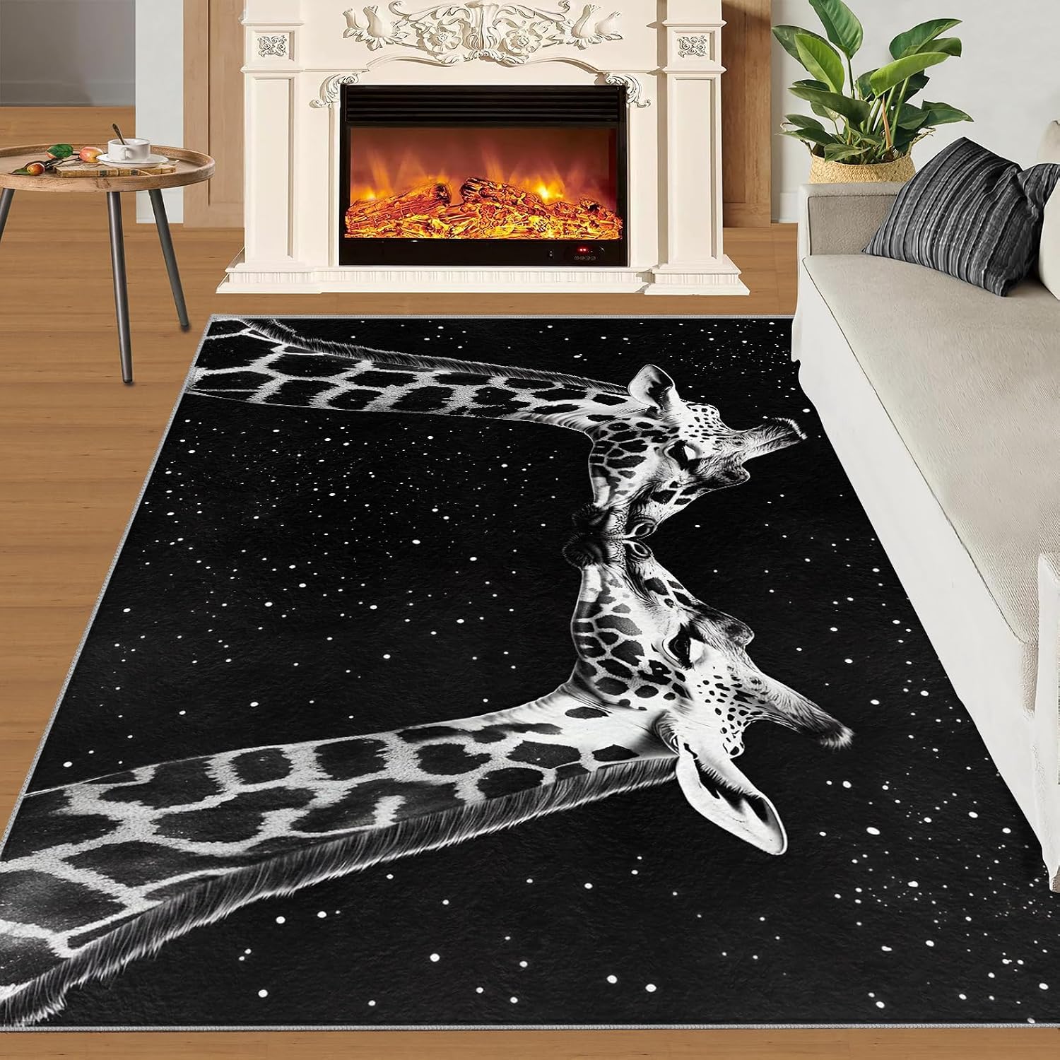 Giraffe Rug Large - 6x8 Rug, Funny Animal Area Rugs for Living Room, Starry Rugs for Bedroom, Boys Non-Slip Mat, Giraffe Home Decor & Gifts