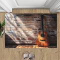 Guitar Rugs for Bedroom - 6x9 Rug, Music Area Rugs for Living Room, Brickwall Carpet, Boys Washable Mat, Guitar Home Decor & Gifts