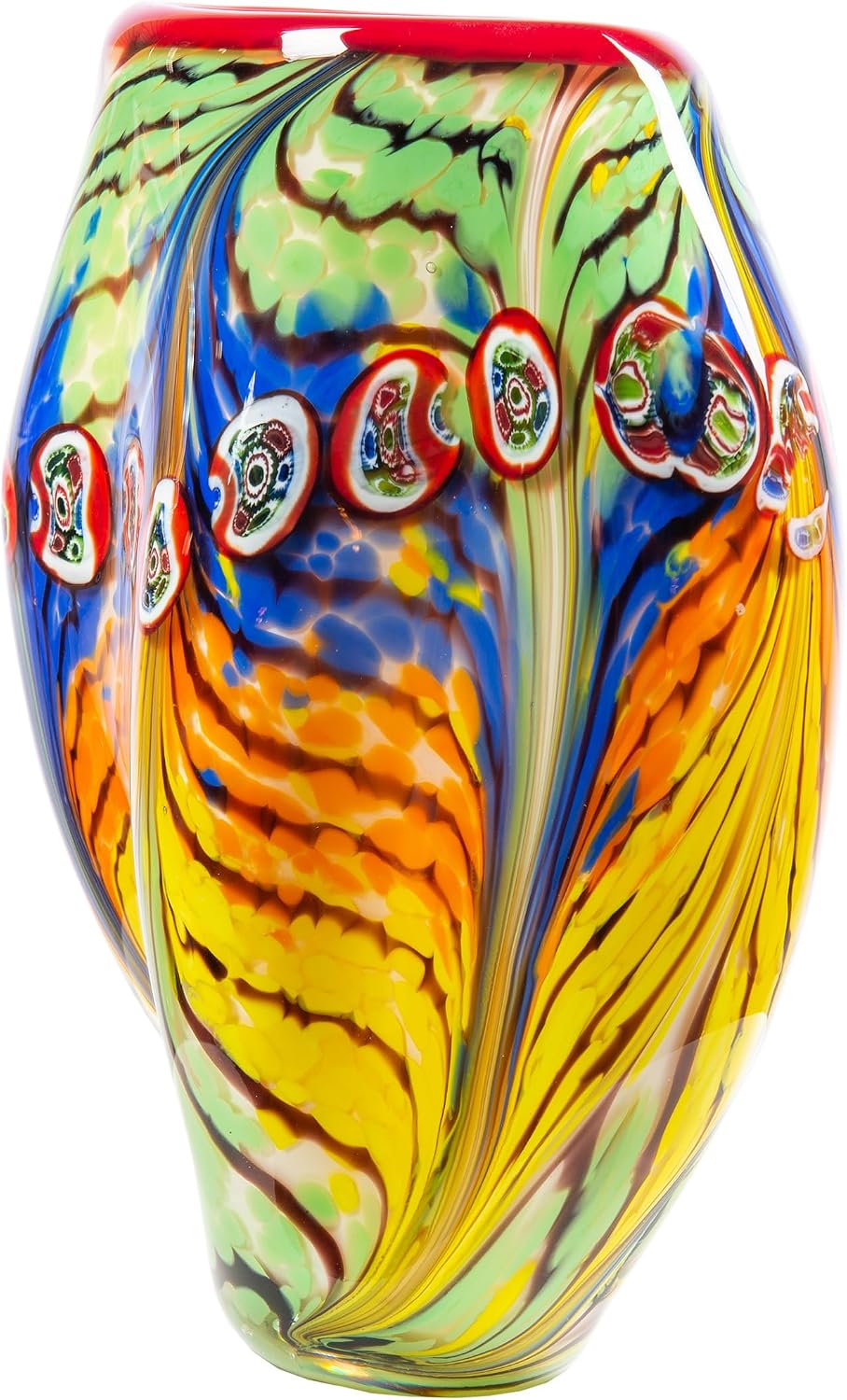 Dale Tiffany AV15209 Peacock Feather Hand Blown Art Glass Vase