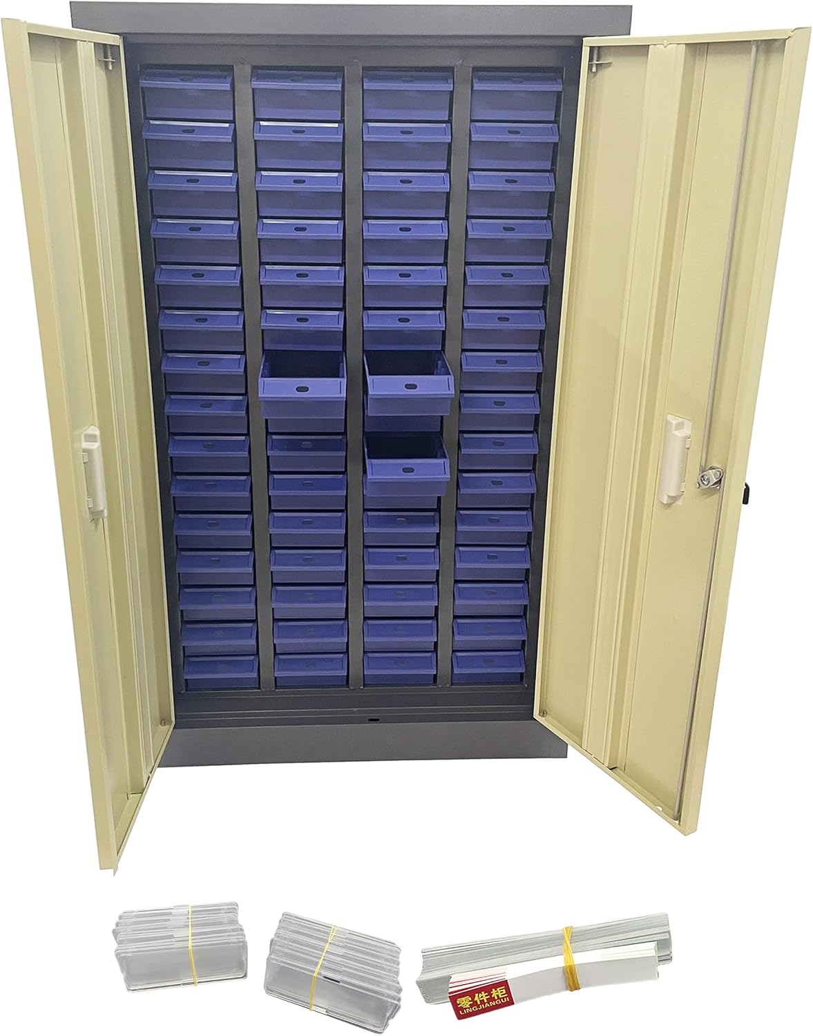 Parts Cabinet with 60 Small Drawers 7.8 * 3.9 * 1.9 inch | Screw Hardware Storage Organizer, For Bolts Nuts Legos Beads Metals Documents, Garages Factories Offices, Lockable Door