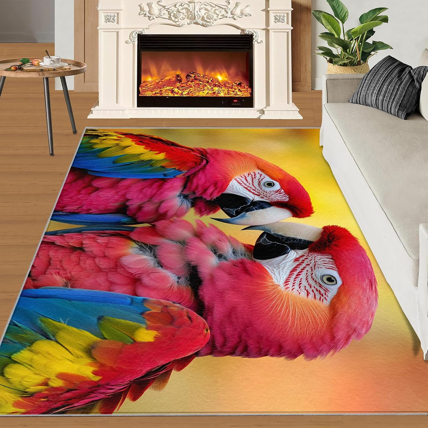 Colorful Parrots Rug - Large Rug 6x8 - Intimate Parrots Rugs for Living Room - Soft & Non Slip & Washable Rugs for Bedroom, Realistic Birds Carpets for Dining Room Lounge Girls Room