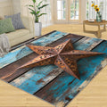 Western Texas Stars Rugs for Bedroom - 6x8 Rug, Rustic Vintage Area Rugs for Living Room, Farmhouse Carpet, Western Washable Mat, Texas Stars Home Decor & Gifts