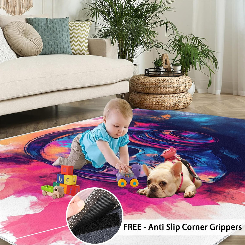Skull Area Rug Large - 6x8 Rug, Skeleton Rugs for Living Room, Gothic Area Rugs for Bedroom, Halloween Washable Carpet, Halloween Home Decor & Gifts