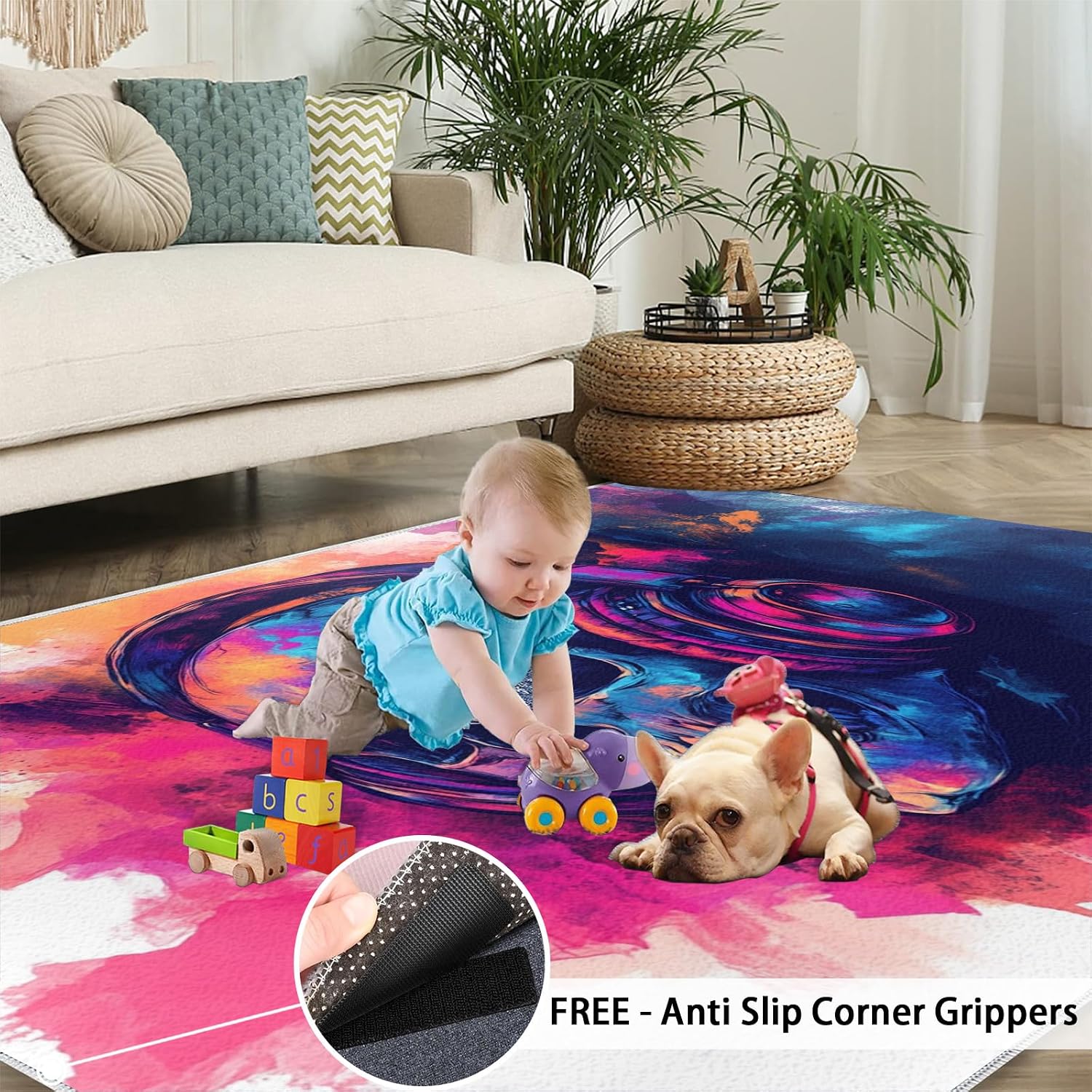 Skull Area Rug Large - 6x8 Rug, Skeleton Rugs for Living Room, Gothic Area Rugs for Bedroom, Halloween Washable Carpet, Halloween Home Decor & Gifts
