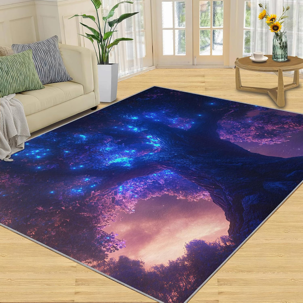 Tree of Life Rugs for Bedroom - 6x8 Rug, Fantasy Area Rugs for Living Room, Plant Carpet, Boys Washable Mat, Tree of Life Home Decor & Gifts