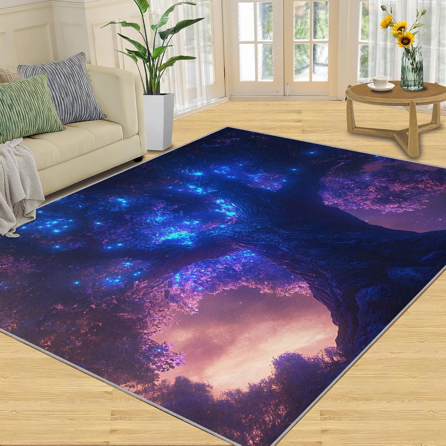 Tree of Life Rugs for Bedroom - 6x8 Rug, Fantasy Area Rugs for Living Room, Plant Carpet, Boys Washable Mat, Tree of Life Home Decor & Gifts