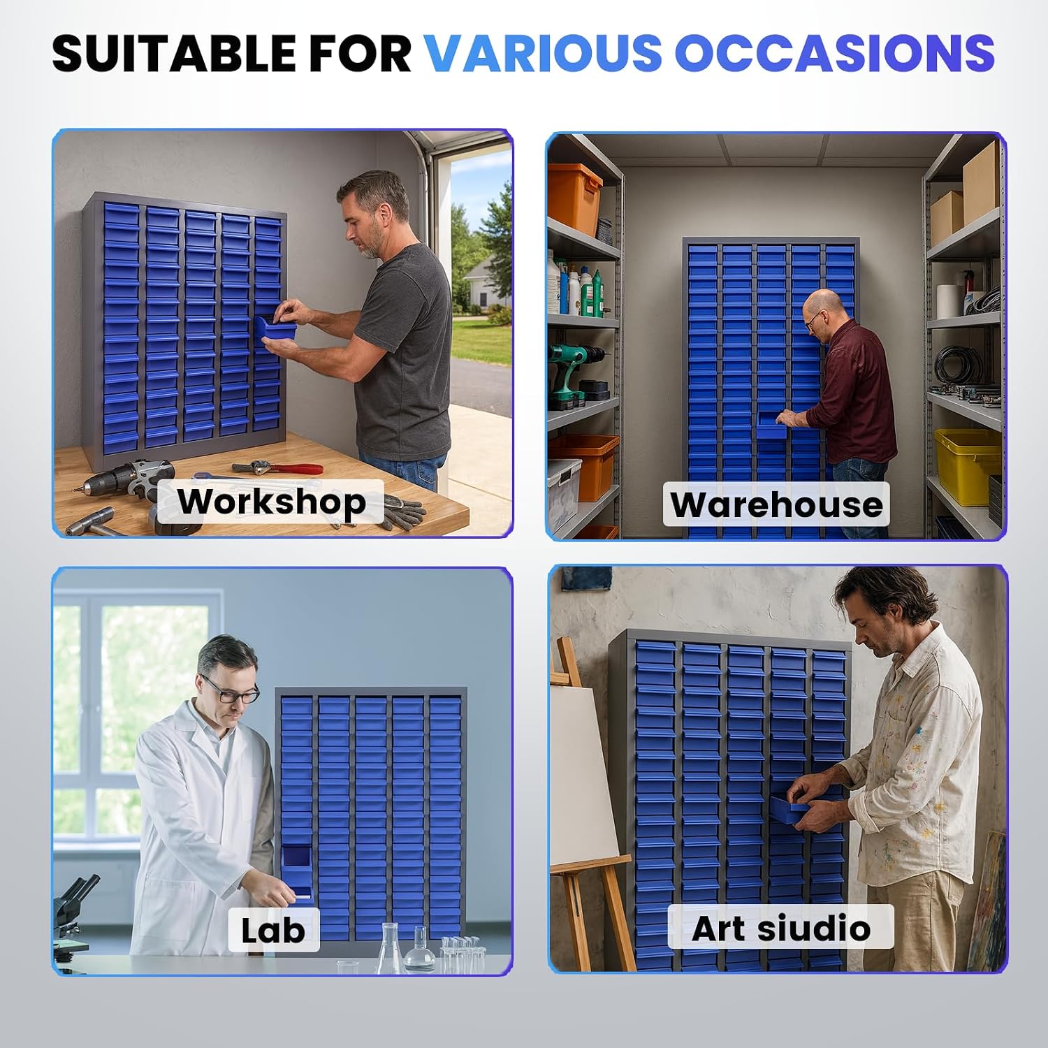 100-Drawer Small Parts Organizer, Nut and Bolt Organizer, Bolt Bin, Metal Storage Cabinet Tool Cabinet with Drawer for Garage, Workshop, Home & Office