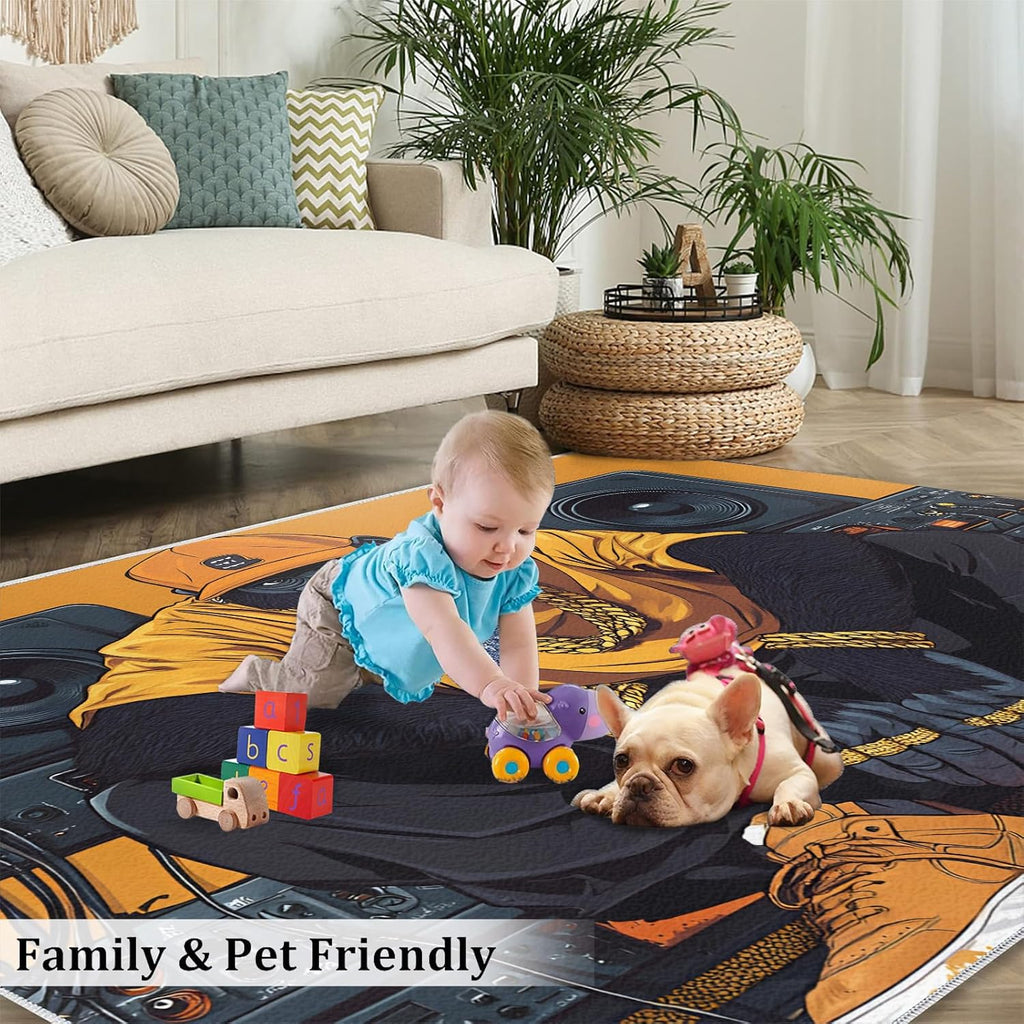 6x8 Chimp Area Rug - Chimpanzee Large Rugs for Living Room, Hip-Hop Rap Gorilla Carpet Area Rug for Girls Bedroom Kids Room Basement Office Classroom