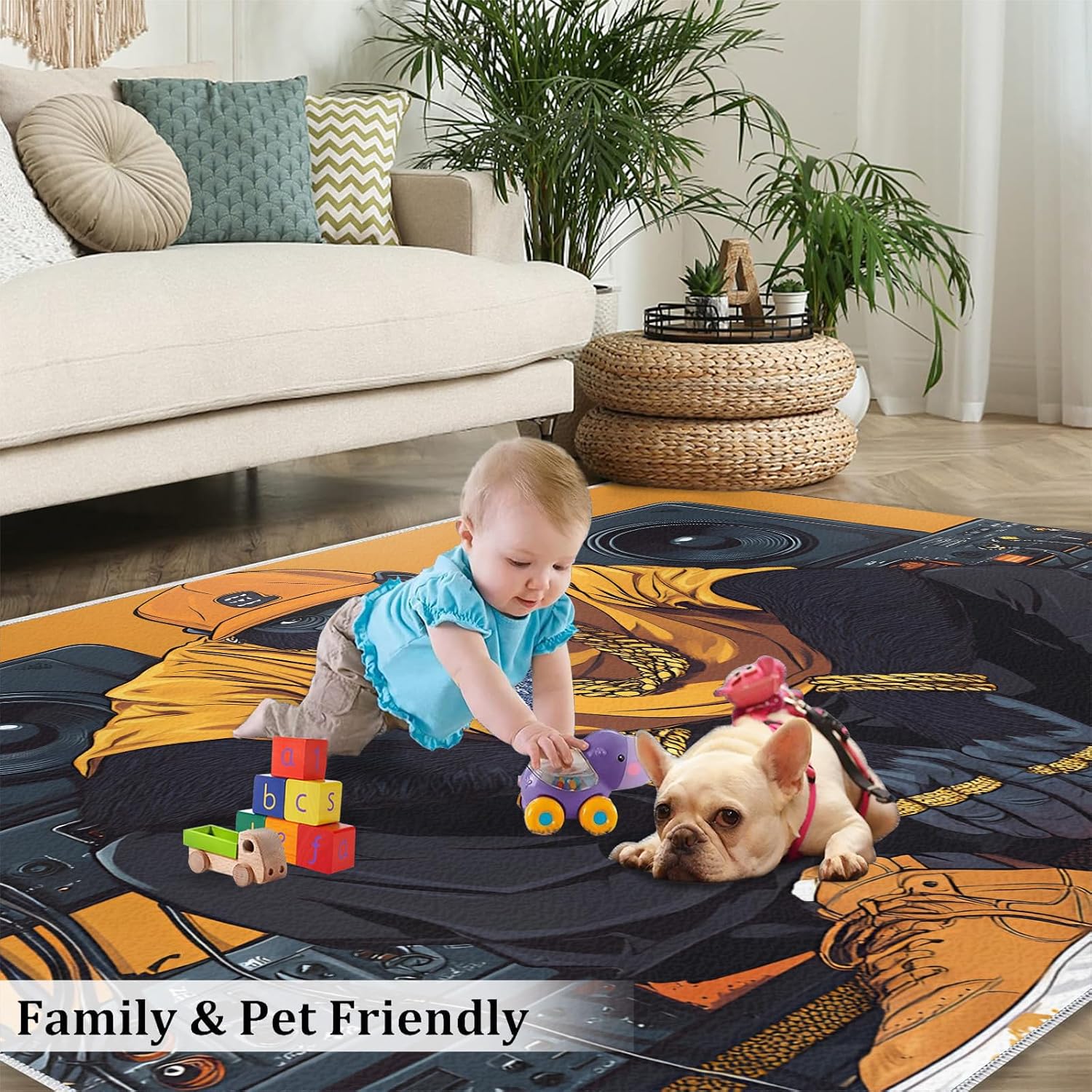 6x8 Chimp Area Rug - Chimpanzee Large Rugs for Living Room, Hip-Hop Rap Gorilla Carpet Area Rug for Girls Bedroom Kids Room Basement Office Classroom