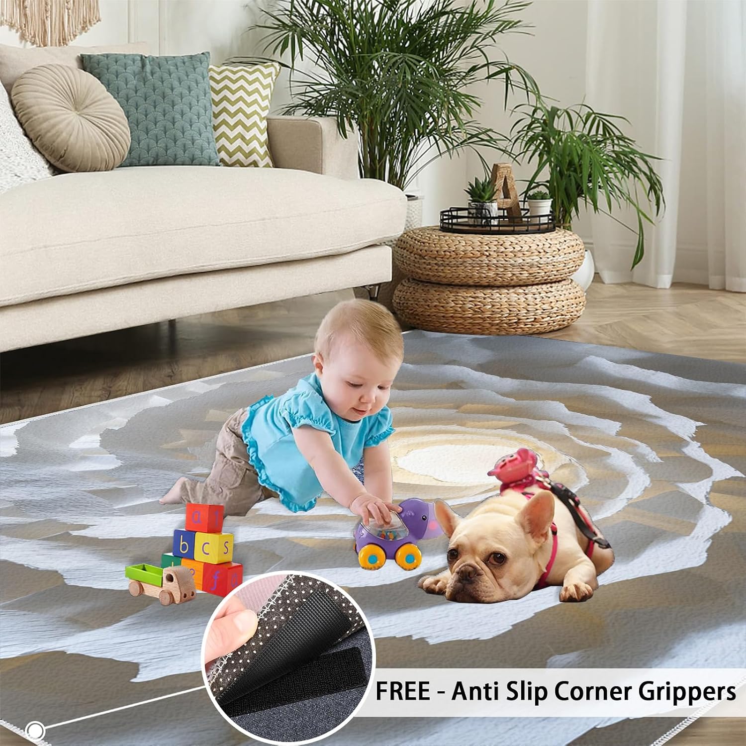 Abstract Swirls Area Rug, Optical Illusion Bedroom Rug, Non Slip Bedside Rugs for Sofa Table Under Living Room Home Decor Floor Mat 6x8
