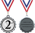 Express Medals 1 to 50 Packs of Engraved 2nd Place Silver Medal Trophy Award with Neck Ribbon & Attached Engraved Plate on Back LAZD214-EG302