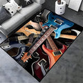 Living Room Area Rug, 6x8ft Modern Guitar Print Carpet, Washable Rock Music Anti-Slip Rug, Fluffy Bedroom Large Carpet, Indoor Retro Floor Mat, for Living Room Kitchen Hallway Etc.