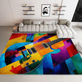 Area Rugs for Living Room 5x8 ft Abstract Colorful Guitar Washable Non-Slip Rug, Modern Low Pile Soft Indoor Print Carpet for Bedroom Dining Room Farmhouse Home Office