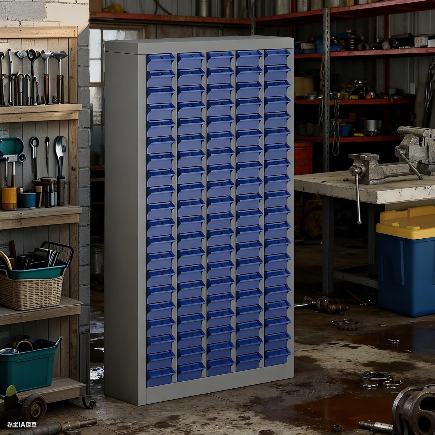 Parts Cabinet-100 Drawers ABS Material & Alloy Steel Nuts and Bolts Organizers and Storage, Shelves with Label Stickers Parts Organizer for Small Items Hardware Organization Tool Storage Cabinet