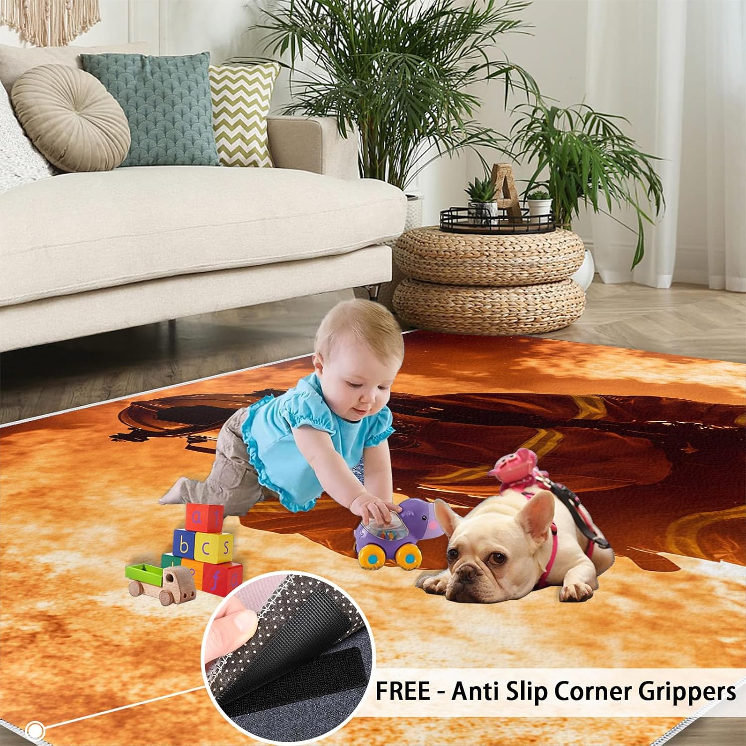 Firefighters Rugs for Living Room 6x8 Rug, Fire Theme Area Rug, Hero Firefighters Rugs, Large Machine Washable Rug, Non-Slip Floor Carpet for Bedroom Kids Room Home Decor