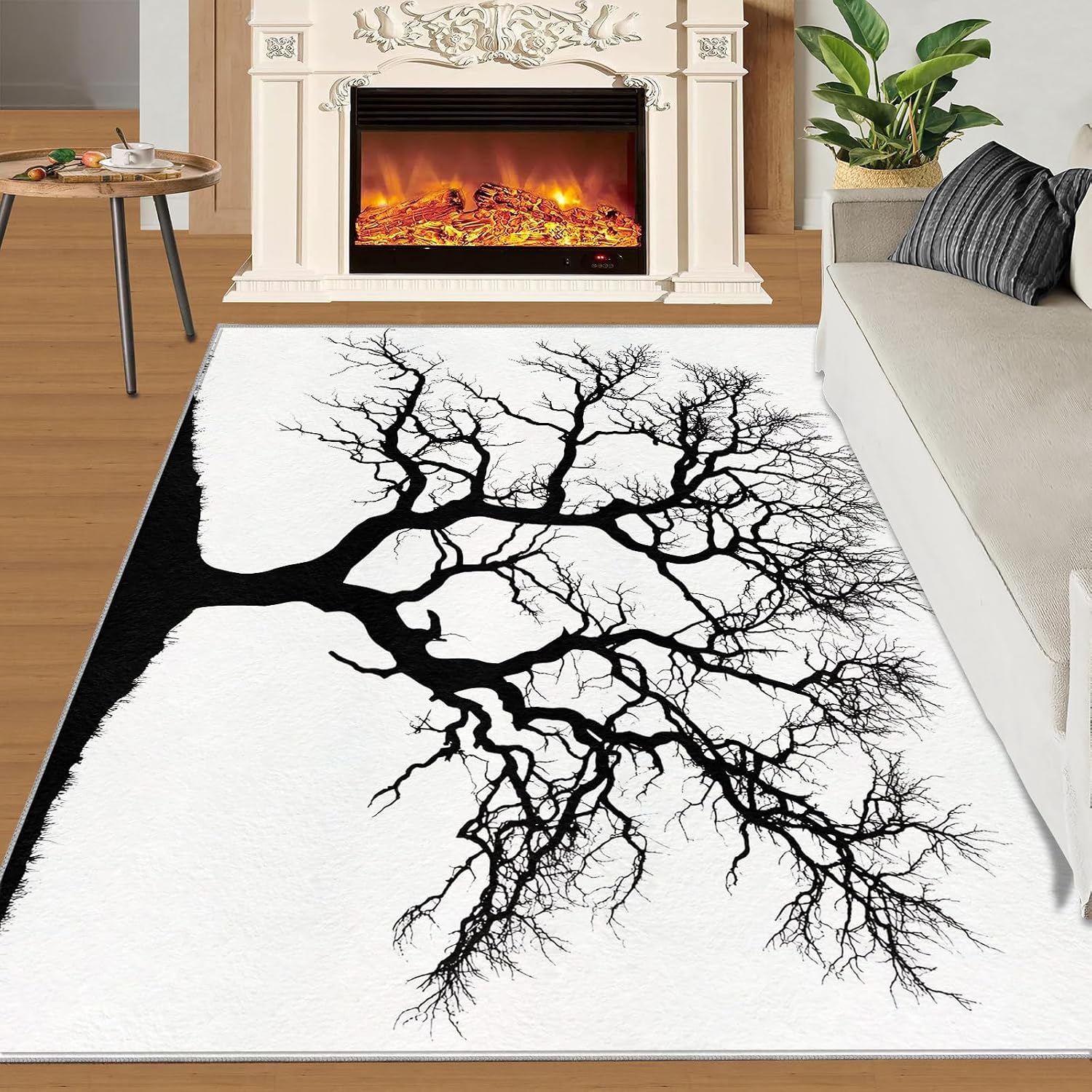 Dead Tree Rug 6x8, Branches Rugs for Bedroom, Tree Silhouette Area Rug, Home Decor Rugs for Living Room, Non-Slip Machine Washable Carpet