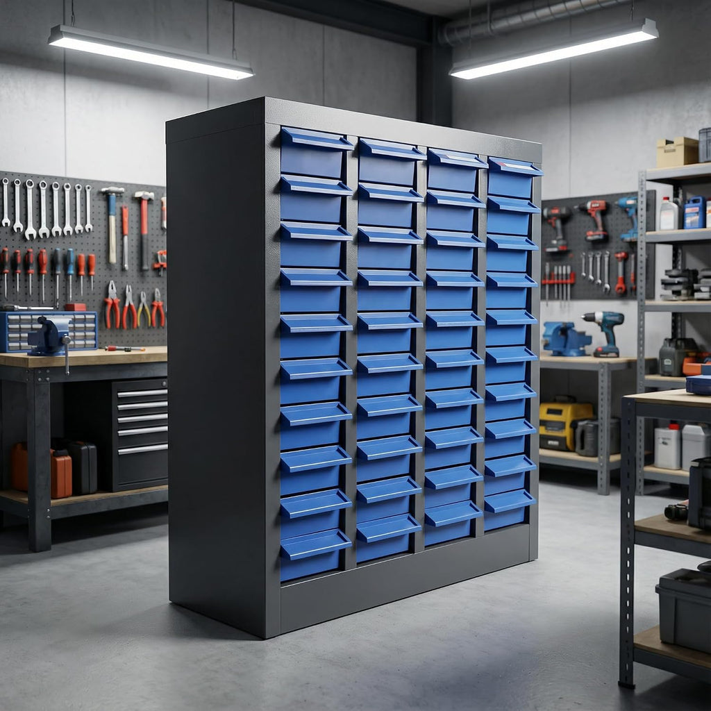 40 Drawers - Part Cabinet, Shelves & Label Stickers - Bolt and Nut Organizer Bolt Bin Cabinets, Durable Steel Tool Storage Cabinet for Garage/Workshop Small Parts/Hardware Organization (40 Drawer)