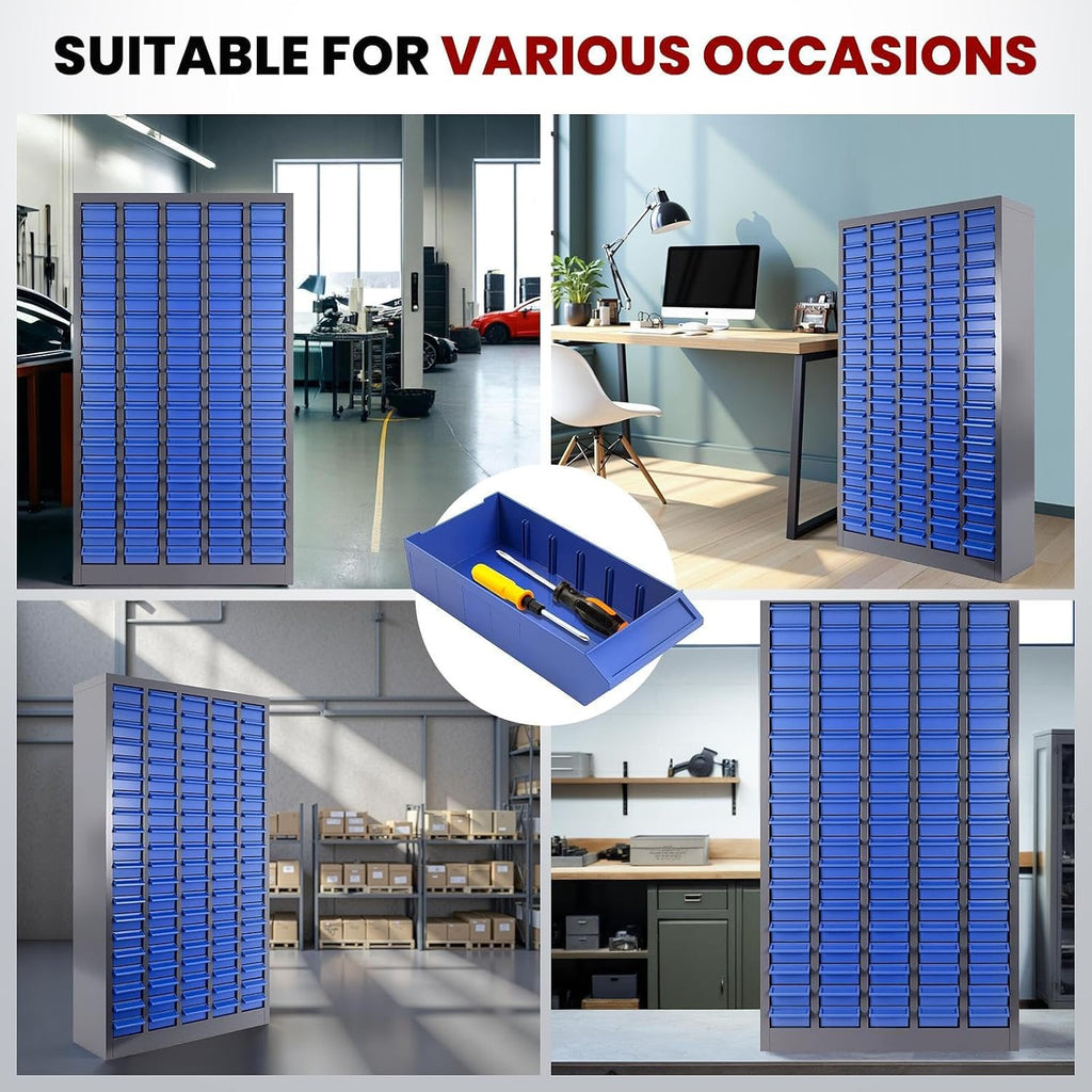 Nut and Bolt Storage Cabinet with ABS Drawer,Steel Small Parts Storage Organizer,46' H X 9' D X26 W Screw Organization for Garage Hardware,Nails,Fastener,Bolts,Nuts,and More (100 ABS Drawers)