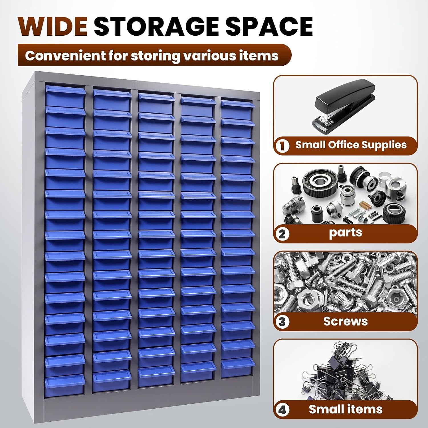 75-Drawer Nut and Bolt Organizer, Small Parts Organizer with Alloy Steel Frame & ABS Drawers, Bolt Bin for Garage, Teacher Toolboxes, Makeup & Workshop, Tool Hardware Storage (75-grid drawer)